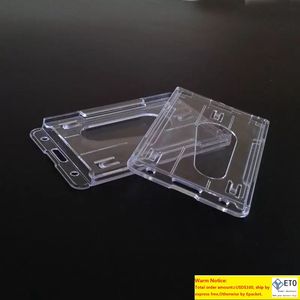 Vertikal hårt transparent plast Badge Holder Double Card ID Bussiness Office School Stationery