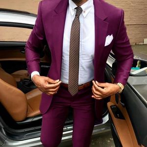 Men's Suits & Blazers 2023 Purple Groom Tuxedo 2 Piece Terno Slim Fit Mens Wedding Prom Party Casual Man Tailor Made Bridegroom Suit