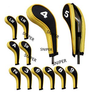 Diğer Golf Ürünleri Golf Kafa Kapağı 10 PCS Kauçuk Neopren Golf Kulübü Demir Putter Protect Set Numarası Erkek Kadınlar için Fermuarlı Basılı 230317