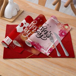 Table Mats Doleft Mother's Day Tableware Mat Printed Placemat For Kitchen Dining Waterproof Home Decoration 32 42cm 1pc