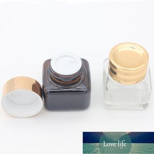 15g Classic Amber Eye Cream Jar Bottle Empty Glass Lip Balm Container Cosmetic Sample Jars with Gold Cap Wholesale