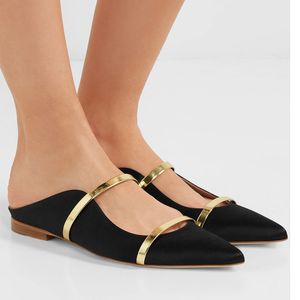 Sandals Chic Ladies Velvet Flat Slingbacks Silk Causal Shoes Point Toe Thin Shiny Double Straps Flats Loafers 230320