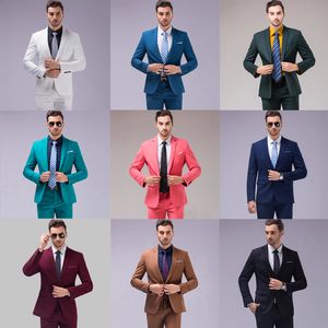 Completi da uomo Blazer Completi casual di qualità Cappotto Gilet Pantaloni Uomo Business Abiti da sposo Standard Peso 105 kg Può essere indossato Nero Rosa Viola Verde Rosso