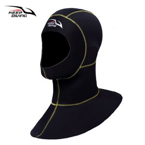 Yüzme Kapakları Dalmaya devam edin 3mm Neopren Tüplü Dalış Davlumbaz Omuz Şnorkel Ekipmanları ile Şapka Kapağı Kış Yüzme Sıcak Wetsuit Spearfishing 230320