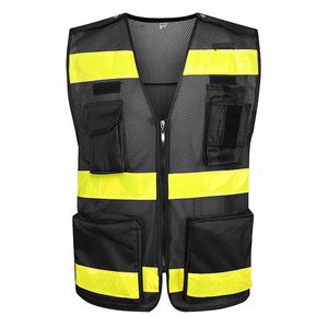 Men's Vests Size S4XL Reflective High Visibility Cycling with Multi Pockets Safety for Security Guard 230320