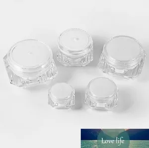 Wholesale Refillable Empty Cosmetic Bottle 5g 10g 15g White Plastic Cream Jar Diamond Sample Cosmetics Packaging Container