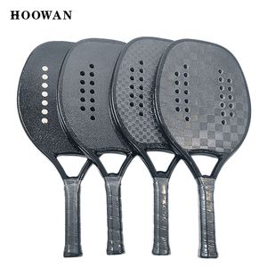 Tennis Rackets Hoowan Blackshark Racket Beach Tennis Carbon 3K 12K 18K Professional Beach Tennis Racket Solid Black Rough Surface Soft EVA Core 230317