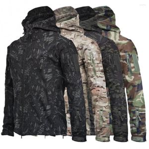 Men's Trench Coats 40% Men's Long Sleeve Camouflage Thickened Zip Windbreaker Windproof Hooded Jacket Outdoor Mountaineering Casual