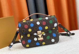 Пакет для плеча Pochette Metis S-Lock MultiColor Dot Dot IV Luxurys Bags Yk подличные кожаные леди сумочки мессенджер