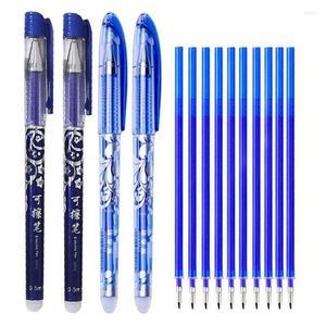 Erasable Pen Set 0,5 mm nålspets Gel Ink Pennor Påfyllningar Rodar Skriv Radera tvättbart handtag för skolkontorsledare