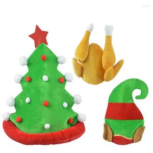 Christmas Decorations Funny Plush Turkey Hat Drumsticks Cap Green Tree Elf Family Party Po Props Thanksgiving Favor DEC439