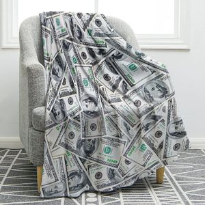 Filtar 100 dollar räkning pengar ultra mjuk kast filt för barn vuxna fleece filt för säng och soffa varm fuzzy kast filt mysig 230320