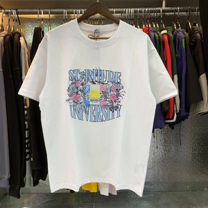 Rhude Mens Tshirts Tasarımcı Moda Tişört Egzersiz Erkekler için Büyük Boy Gömlekler Tee Tişört Rhude T Shirt Baskılı Desen Vintage S 1708