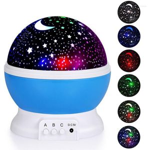 Lampy stołowe Nowość wakacyjna romantyczna nocna lampa oświetlenia LED Księżyc Star Projector Light For Baby Kids Sypiria Living