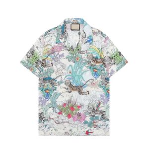100 % Baumwolle Herren Sommer Designer Hemden Mode Hawaii Blumendruck Freizeithemd Männer Slim Fit Kurzarm Strandkleidung M-3XL