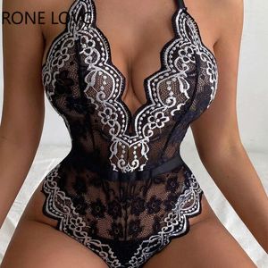 Kvinnors blusar kvinnor chic sexig halter spets lapptäcke ärmlös kroppskon svart grundläggande bodysuit