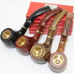 All wood pipe circulation filter bent mini men's smoke set Solid wood holder copper smoker pot Wooden smoker bucket