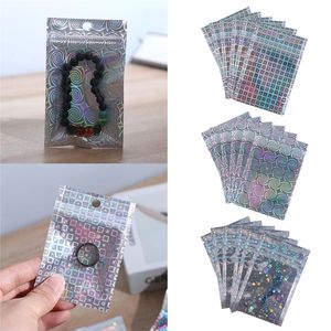 Zip Plastic Bag Aluminum Foil Hologram Food Pouch Small Water Proof Zipper Self Seal Reclosable Pouches LX5493