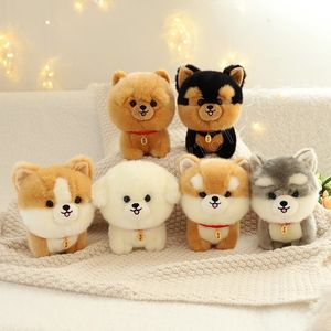 Lifelike Corgi Dog Toy Plush Bichon Husky Stuffed Soft Simulation Plushies Animal Doll Christmas Birthday Gifts for Kids