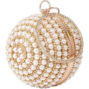 Evening Bags Luxury Womans Wedding Round Clutch Ball Handbag Dazzling Full Rhinestone Tassles Ring Handle Purse Pearls Evening Bag