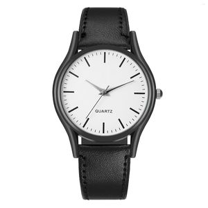 Relógios de tendência de relógios de pulso Os homens assistem a quartzo minimalista Mulheres de aço inoxidável Dial de couro Celador casual Casual Casal 2023