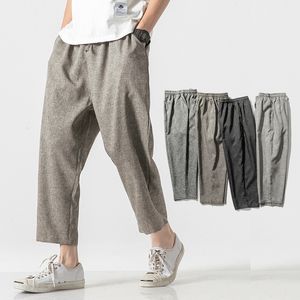 Men's Pants Chinese Style Harajuku Men Oversize Wide Leg Pants Mens Straight Casual Hip Hop Ankle-Length Pants Summer Male Harem Pants 230320