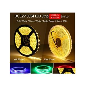 LED şeritler 5m 600leds 5054 Şerit Işık Su Geçirmez DC12V Esnek Işıklar Yüksek Parlaklık 5050 Mavi Yeşil Kırmızı Beyaz RGB Drop Di DHCT7