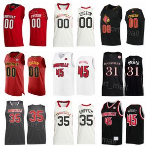 NCAA College Basketball 35 Darrell Griffith Jersey 31 Wes Unseld 3 Peyton Siva 24 Jae'lyn Withers 22 Deng Adel Donovan Mitchell 45 University Sched Red White Black