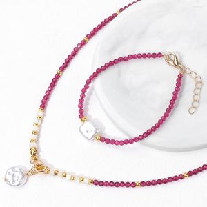 Strand Fashion Natural Pearl Charm Armband Small Crystal Beads Halsband Vitt hängsmycken för kvinnors smycken