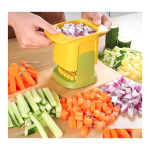 Utensili per frutta e verdura Chopper multifunzione Tagliapatatine fritte Taglierina per uso domestico Pressione manuale per cipolla Dicer Cetriolo Affettatrice per patate Cucina Dhnqx