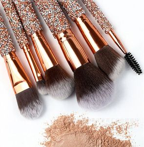 Skönhetsartiklar 10st/Set Gold Diamond Makeup Borstes Set Foundation Blending Powder Eye Face Brush With Bag Makeup Tool Kit