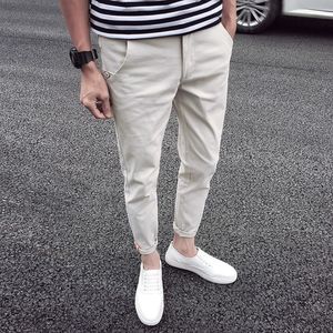 Herrbyxor herrbyxor mager casual byxor koreanska mode streetwear byxor smala passande vår sommar 9 park fotled längd byxor slacks 230320