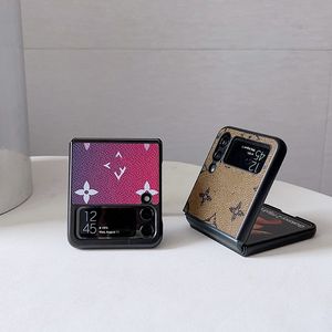 Casos de telefone da moda para Samsung Galaxy Z Flip 3 Z Flip4 5G Z flod 3 4 flores retrô luxo pu Couro Protetor à prova de choque homem mulheres menina capa de presente