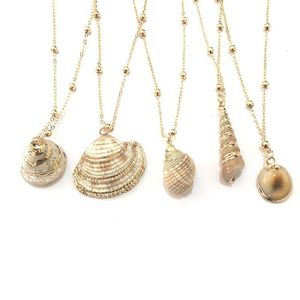 Chains Bohemian Style Natural Shell Pendant Gold Plated Personality Conch Necklace For Women European And American