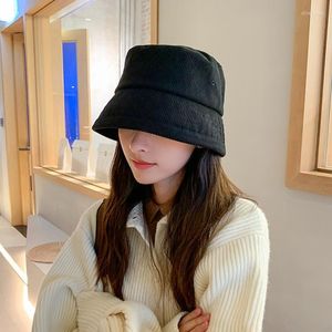 Beanies Beanie/Skull Caps 2023 Corduroy Bucket Hats Women Casual Fisherman Hat Autumn Winter Warm Basin Plain Shade Cap Panama Solid 3 Color