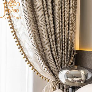 Sheer Curtains Gray Diamond Jacquard Blackout for Living Room Bedroom Finished Custom Home Decoration Partition Curtain 230320