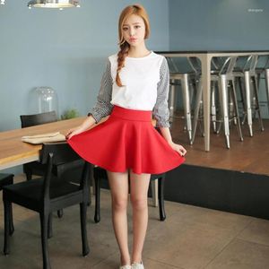 Skirts Short Womens 2023 Style Casual Vintage Girls For School Red Pleated Mini Skater Skirt High Waist Plus Size