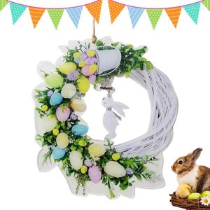 Decorative Flowers 1pc Easter Wreath Wreaths Spring Garland Ornament With Pastel Eggs And Twigs For Window Front Door Wall Decor