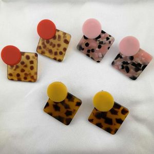 Stud Earrings QCOOLJLY Design Leopard Print Acrylic Geometric Round Circle Square Big For Women Girl Party Jewelry