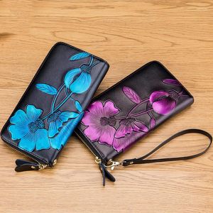 Wallets Personalized Printing Lady Plant Flower Handbag ID Card Holder Zipper Large-capacity Bag Coin Purse Female Clutch