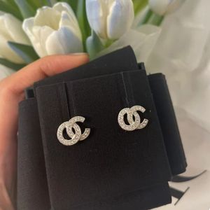 Channel Stud Earrings Mini 1.15CM With Logo Official Size 18K Gold Plated Silvery Diamond Earings for Womens Never Fade