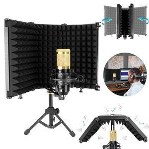 Microphones Profession Podcast Studio Microphone Filter with Tripod Foldable Windscreen Condenser for PC Isolation Shield Mic