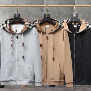 Men's Hoodies Sweatshirts 2023 Bbr Designer Hoodie Tb Hooded Sweater Classic Plaid Stitching Cotton Zipper Cardigan Coat Loose Casual