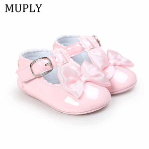 First Walkers Born Baby Girls Shoes PU Leather Buckle Big Bow Summer Princess Party Wedding Girl 230317