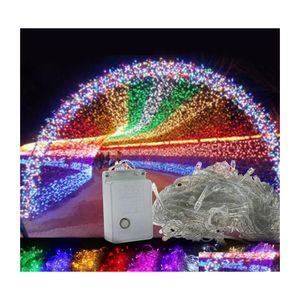 LED -strängar lampor med styrenhet Colorf RGB Waterpoof Outdoor Decor Lamps 100LEDS 10m för dörrar Golvgräs Julträd 220 DHLHF