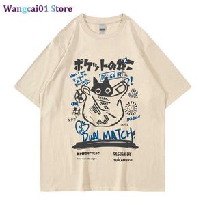 wangcai01 DIY T-Shirt Hip Hop T-Shirt Men Streetwear Japanese Kanji Funny Cat Printed T Shirt 2022 Men Harajuku Cotton Casual Short Seve Tshirt Tops 0320H23