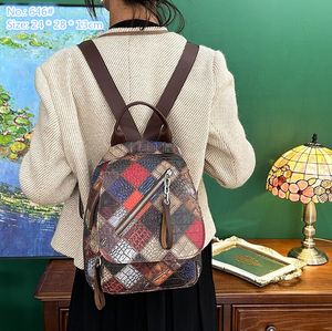 Vendite di fabbrica La borsa a tracolla della pausa Mashion Multi-strato Backpack Snake retrò di colore etnico Backpack in pelle abbinata a doppia cerniera con cerniera 646#