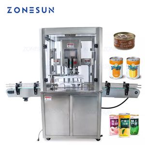 Zonesun Canning Capping Machines Tin Aluminium pode alimentar copos de frutas de parafuso Tampa de tampa de tampa Máquinas de embalagem de vedação