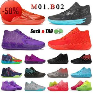 OG MB MB.01 MB.02 LAMELO BALL Casual Shoes Mens Designer Sneakers US 9 12 Ricks и Mortys Red Blast Galaxy Purple Printed Yellow Queen City Grey