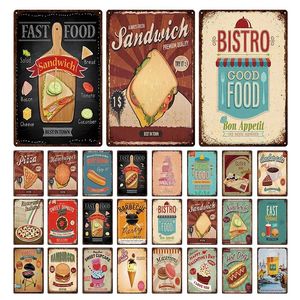 Bistro BBQ Fast Food Metal Tin Signs Vintage Wall Deck